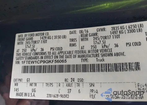 2016 Ford F-150 Xlt z USA, uszkodzony, nr VIN 1FTEW1CP9GKF56065